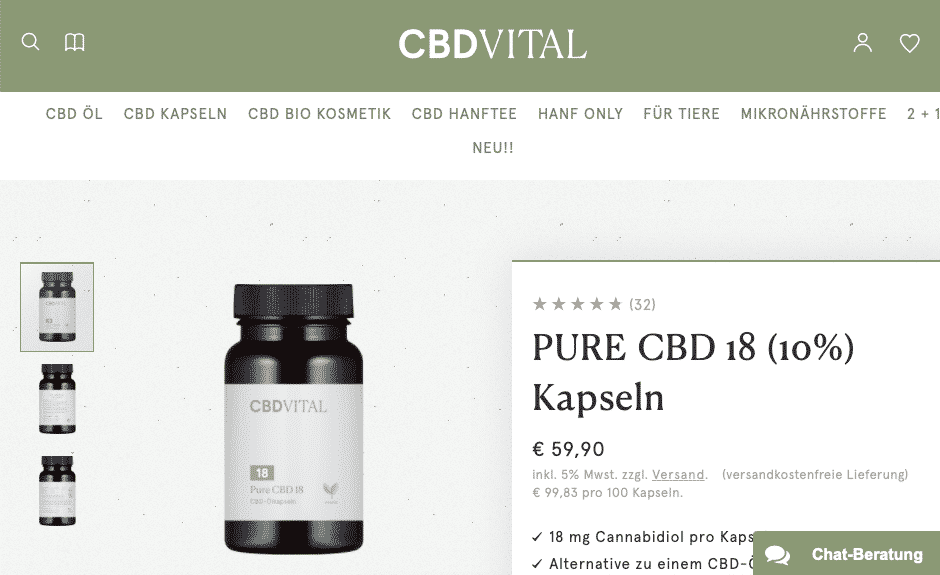 Screenshot von CBD Vital Pure CBD 18 (10%)