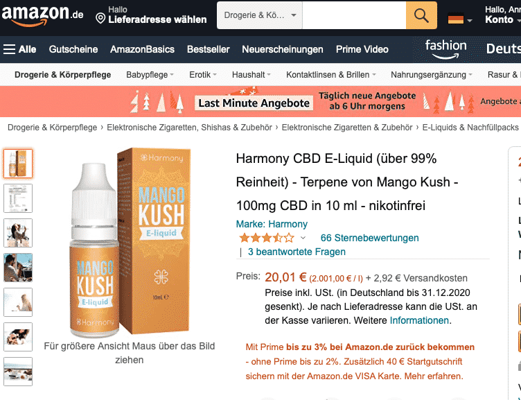 Screenshot von CBD E-Liquid Mango (3% CBD)