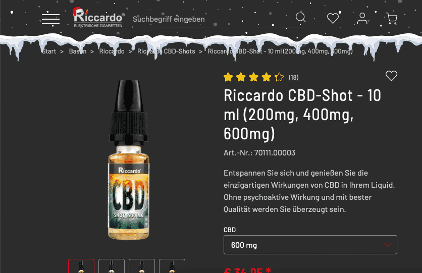 Screenshot von Riccardo CBD-Shot - 10 ml (200mg, 400mg, 600mg)