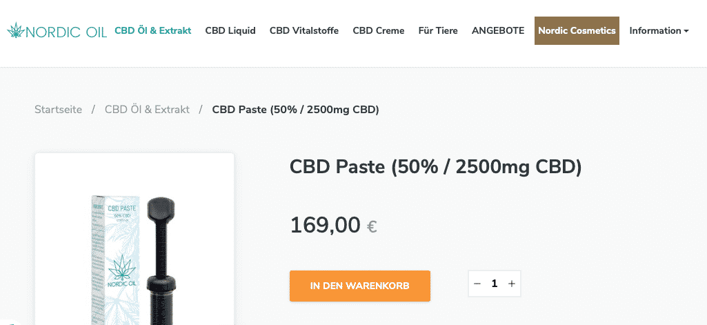 Screenshot von Nordic Oil CBD Paste 50 (50% / 2500mg CBD)