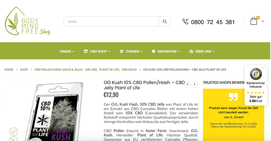 Screenshot von O.G. Kush Pollen (10%)