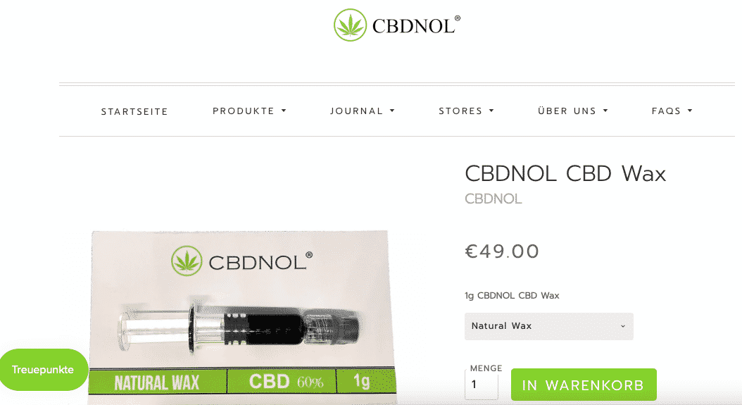 Screenshot von CBDNOL CBD Wax