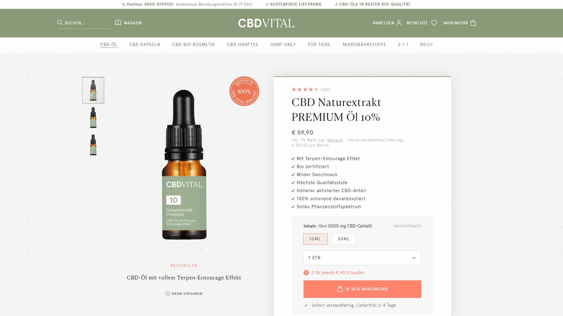 Screenshot von CBD Naturextrakt PREMIUM Öl