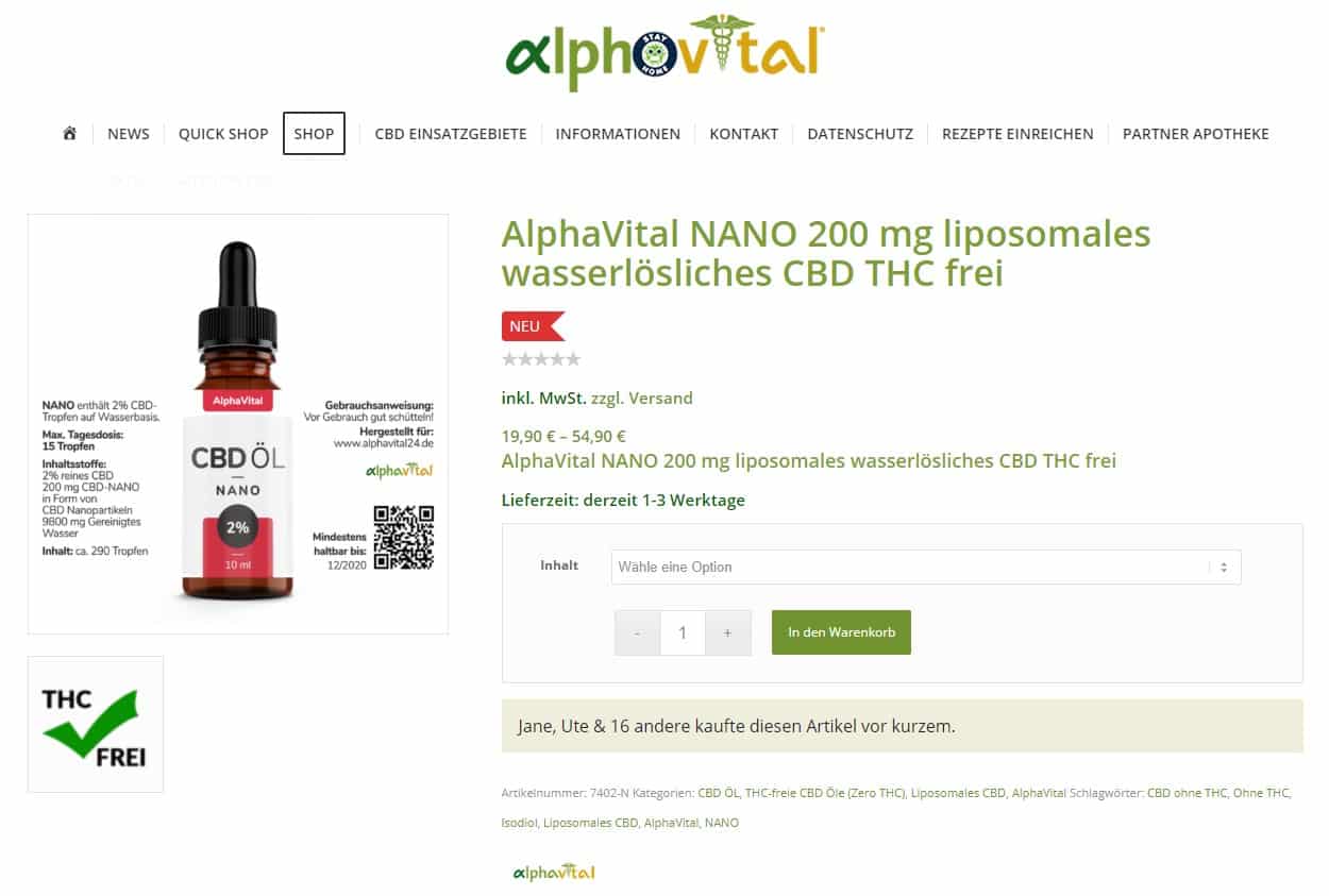 Screenshot von Alphavital NANO - 2%